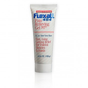Gel Tópico FLEXALL® 454 indicado para el alivio rápido y duradero de dolores y rigidez muscular y articular. Formato 120gr.