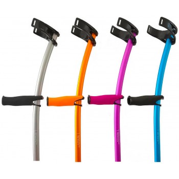 Muletas ergonómicas de aluminio en diferentes colores: Gris, naranja, rosa y azul, muy ligeras de INDESmed®