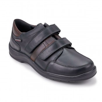 Zapato de cuero natural combinado en negro y marrón para caballero dos tiras, Mobils de Mephisto.