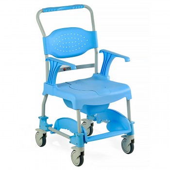 Silla de baño con ruedas MOEM para facilitar la higiene de personas con reducida movilidad.